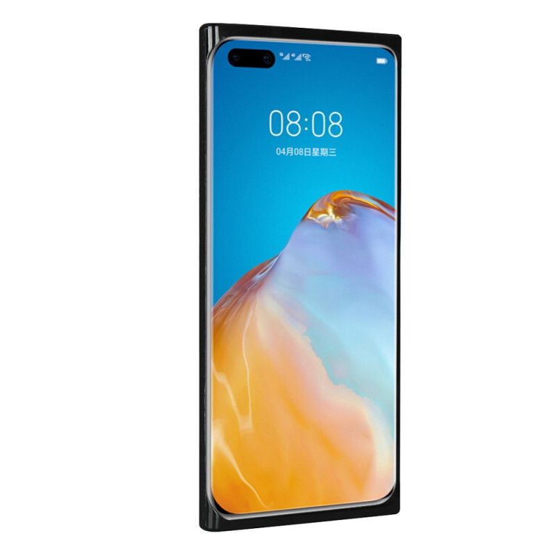 Etui Huawei P40 Pro Szary Czarny Prawdziwa Skóra Liczi Z Paskiem