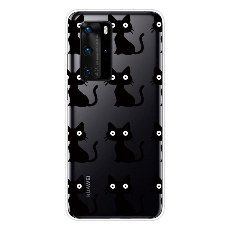 Etui Huawei P40 Pro Wiele Czarnych Kotów