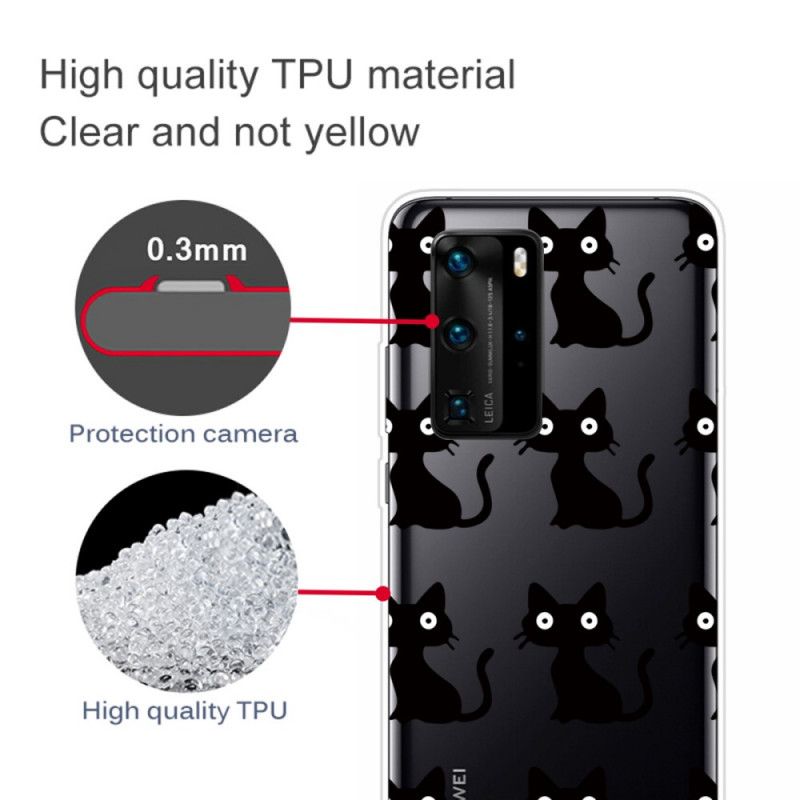 Etui Huawei P40 Pro Wiele Czarnych Kotów