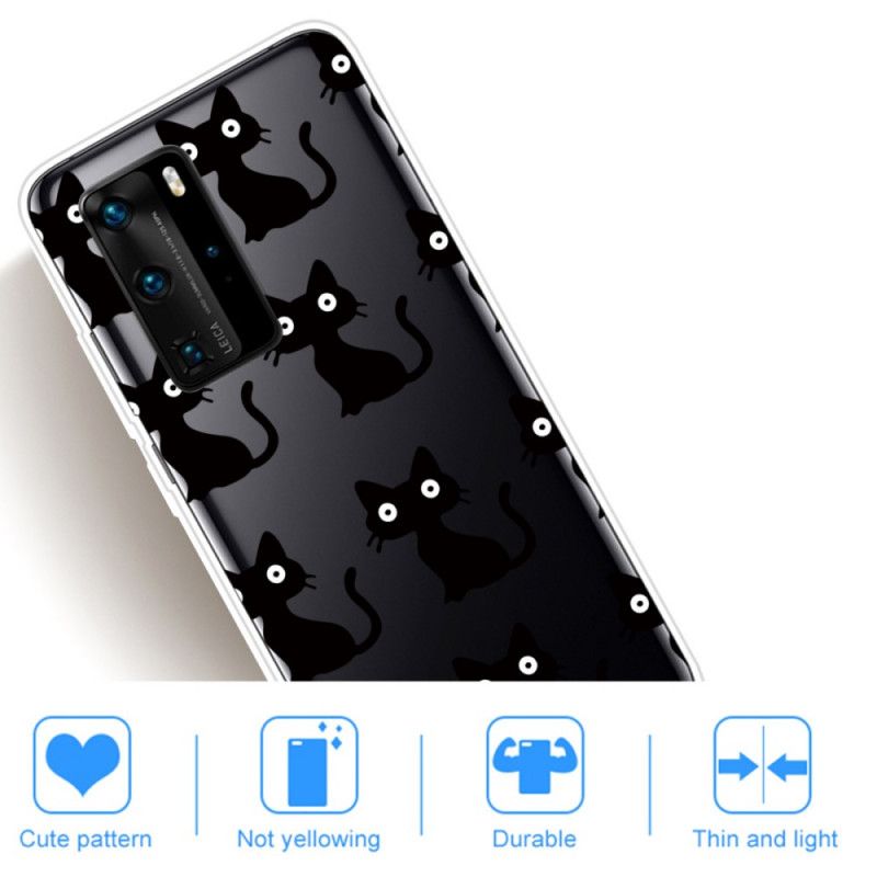 Etui Huawei P40 Pro Wiele Czarnych Kotów