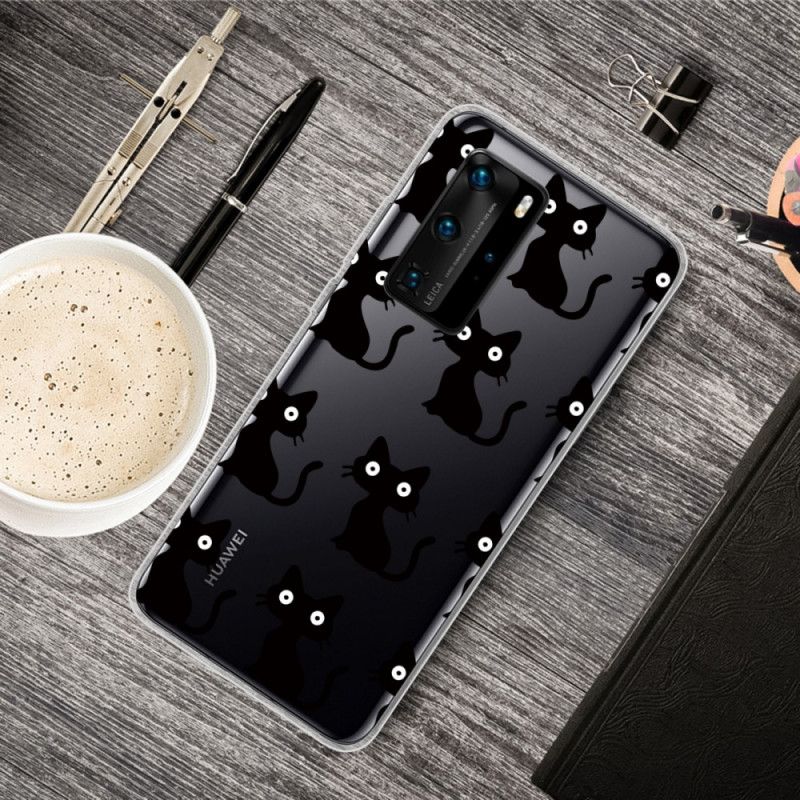 Etui Huawei P40 Pro Wiele Czarnych Kotów