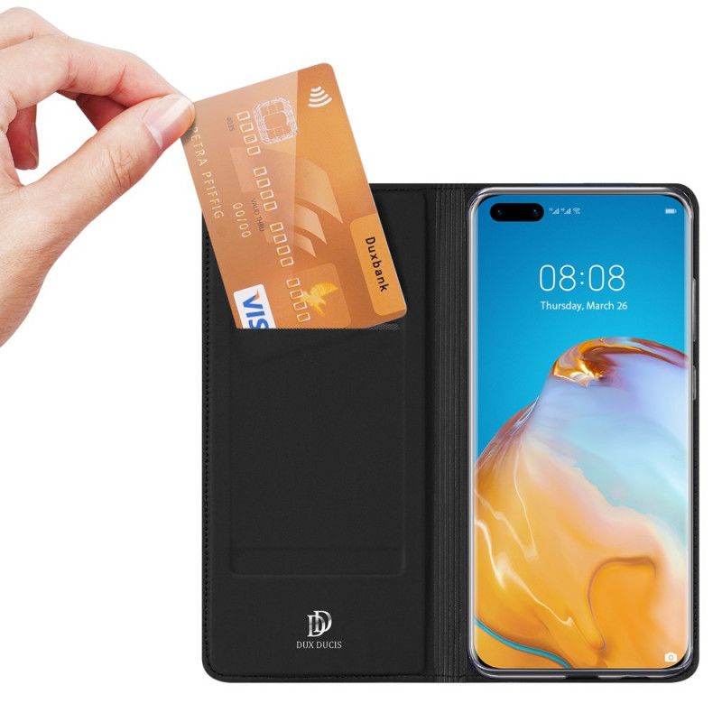 Flip Kotelot Huawei P40 Pro Granatowy Czarny Etui na Telefon Skóra Pro Dux Ducis