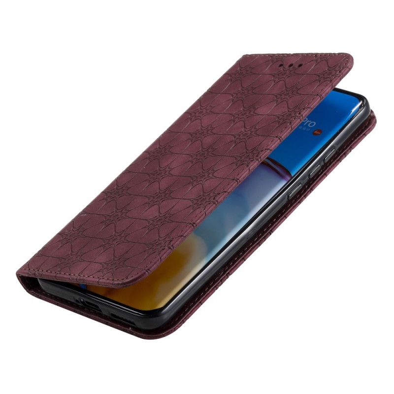 Flip Kotelot Huawei P40 Pro Granatowy Zielony Nadruk Gwiazdki