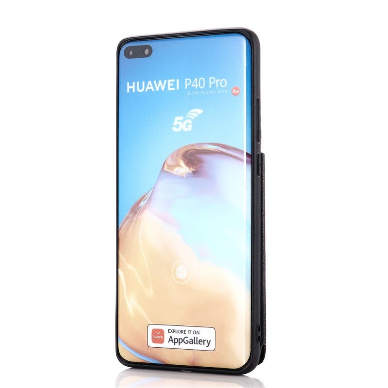 Futerały Huawei P40 Pro Czerwony Czarny Uchwyt Na Kartę