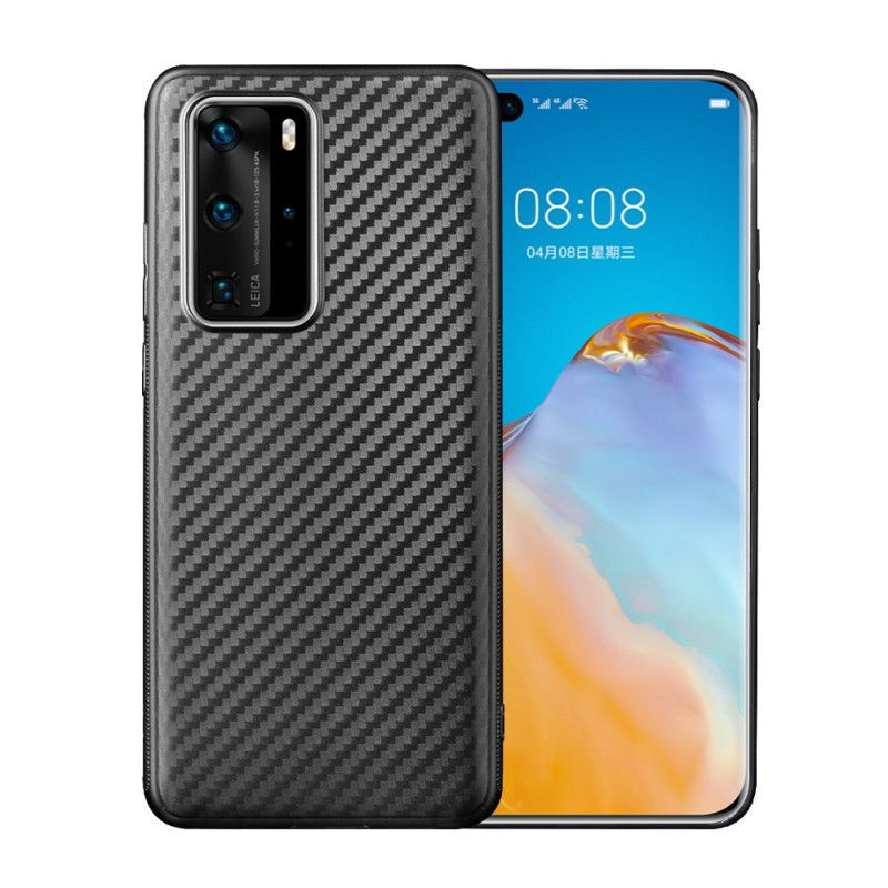 Futerały Huawei P40 Pro Etui na Telefon Pojedyncze Włókno Węglowe