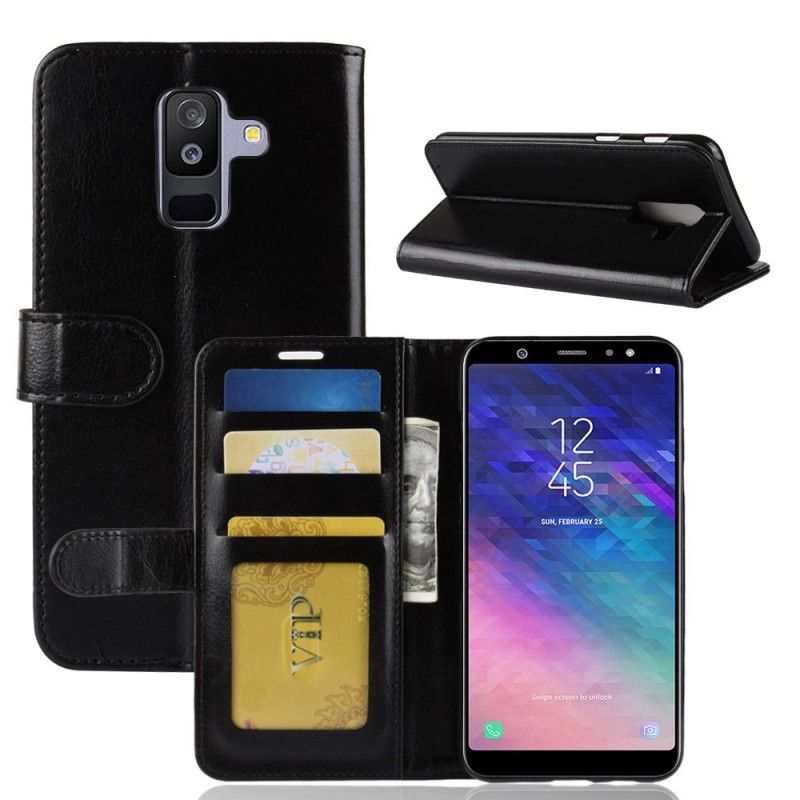 Etui Folio Samsung Galaxy A6 Plus Czerwony Czarny Efekt Skóry