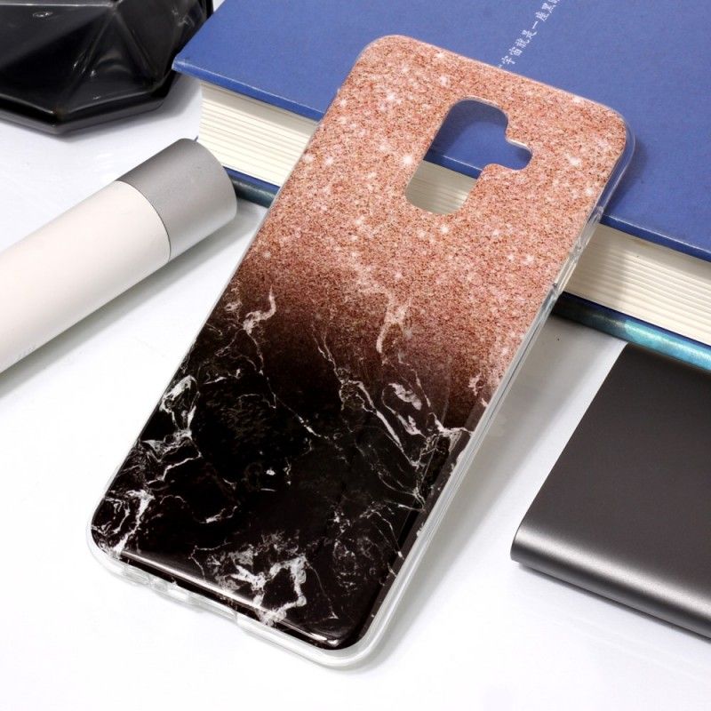 Etui Samsung Galaxy A6 Plus Biały Czarny Marmurowy Brokat Etui Ochronne