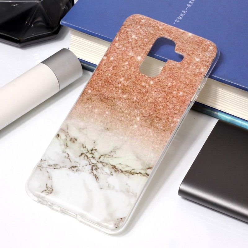 Etui Samsung Galaxy A6 Plus Biały Czarny Marmurowy Brokat Etui Ochronne