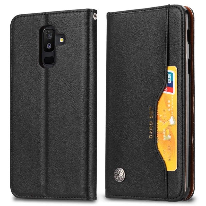 Flip Kotelot Samsung Galaxy A6 Plus Czerwony Czarny Etui Na Karty Ze Sztucznej Skóry Etui Ochronne