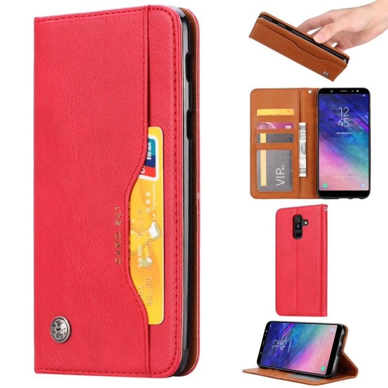 Flip Kotelot Samsung Galaxy A6 Plus Czerwony Czarny Etui Na Karty Ze Sztucznej Skóry Etui Ochronne