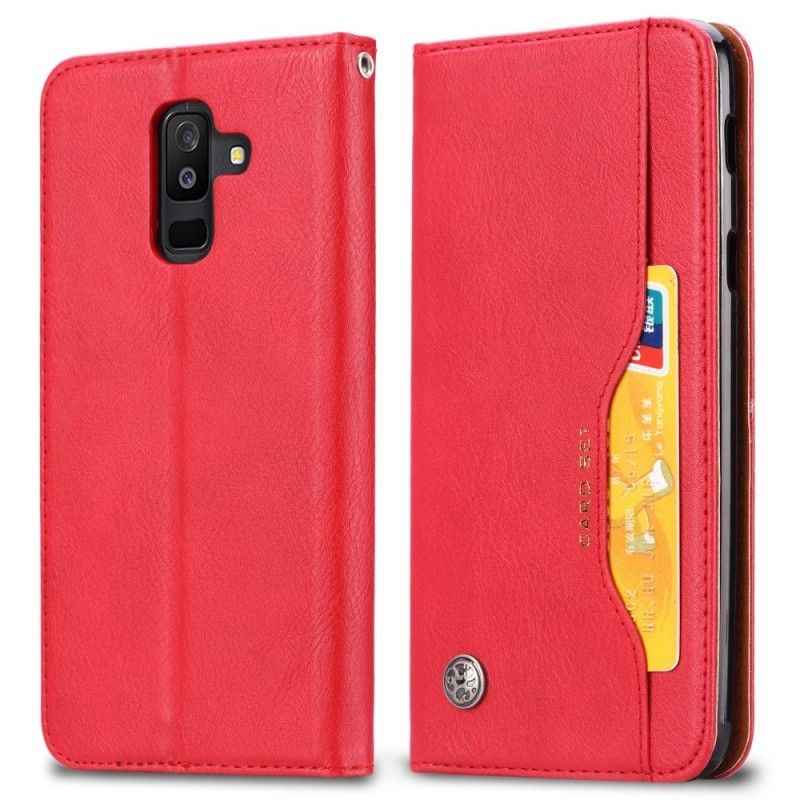 Flip Kotelot Samsung Galaxy A6 Plus Czerwony Czarny Etui Na Karty Ze Sztucznej Skóry Etui Ochronne