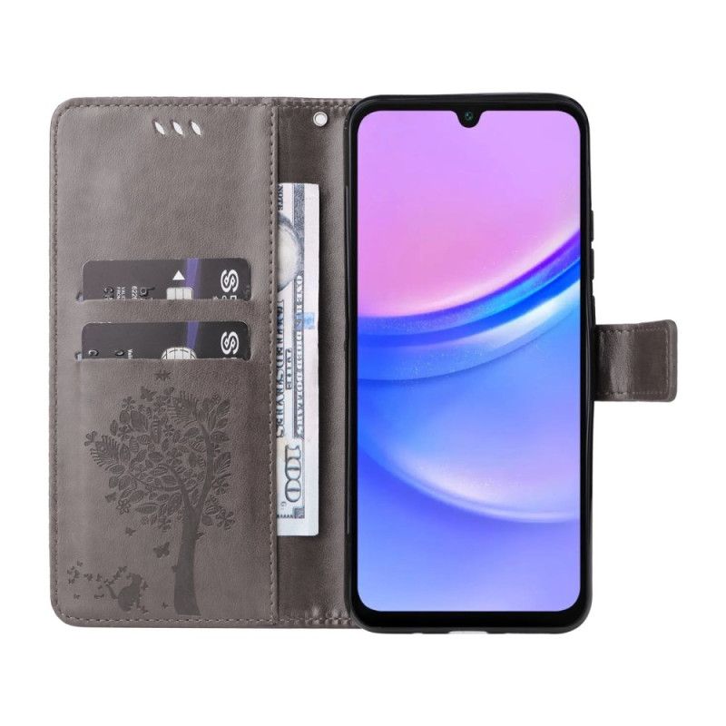 Etui Folio Do Samsung Galaxy A16 5g Wzór Kota I Drzewa