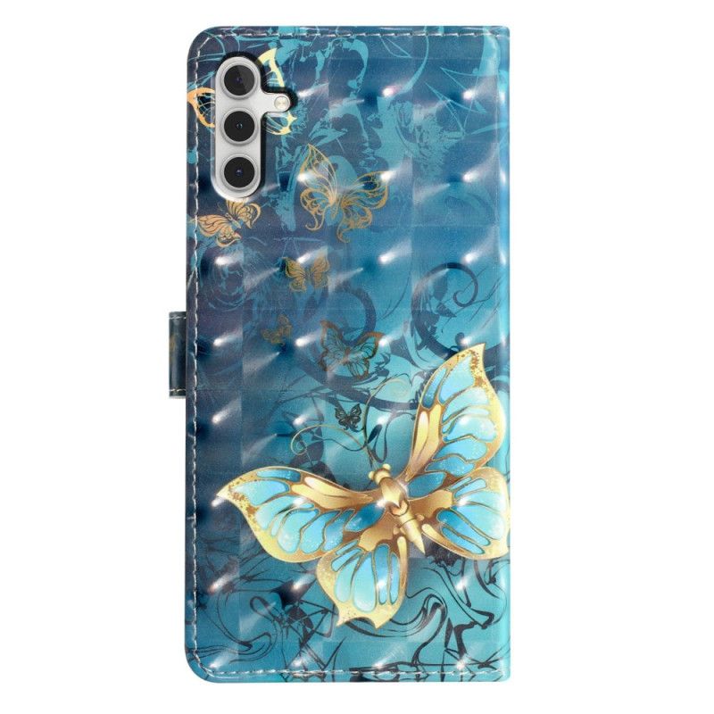 Etui Folio Do Samsung Galaxy A16 5g Zielone I Złote Motyle