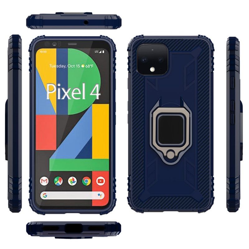 Etui Google Pixel 4 Czarny Pierścień I Włókno Węglowe