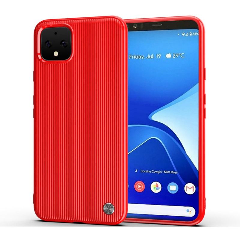 Etui Google Pixel 4 Czerwony Czarny Silikon Strukturalny