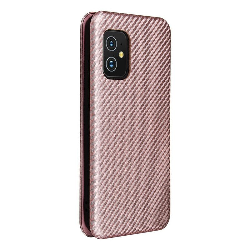 Flip Kotelot Asus Zenfone 8 Etui Na Telefon Włókno Węglowe Z Pierścieniem Nośnym