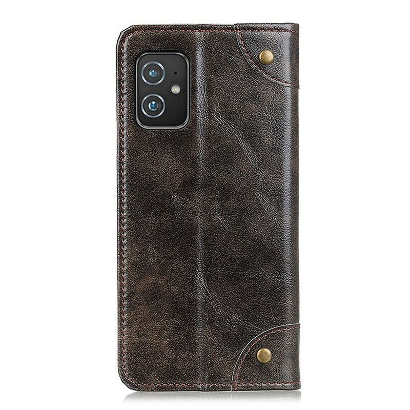 Flip Kotelot Do Asus Zenfone 8 Skórzane Nity W Stylu Vintage