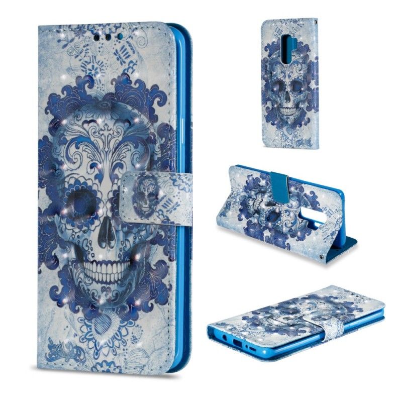 Etui Folio Samsung Galaxy S9 Plus Niebieska Czaszka Etui Ochronne