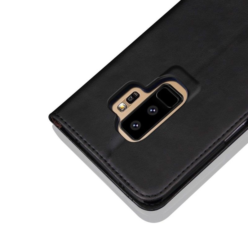 Flip Kotelot Samsung Galaxy S9 Plus Czerwony Czarny Etui na Telefon Efekt Szytej Skóry