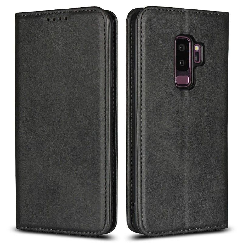 Flip Kotelot Samsung Galaxy S9 Plus Granatowy Czarny Szwy Z Imitacji Skóry Etui Ochronne