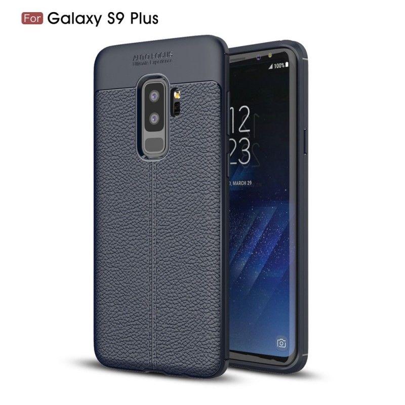 Futerały Samsung Galaxy S9 Plus Szary Czarny Etui na Telefon Efekt Skóry Z Podwójną Linią Liczi