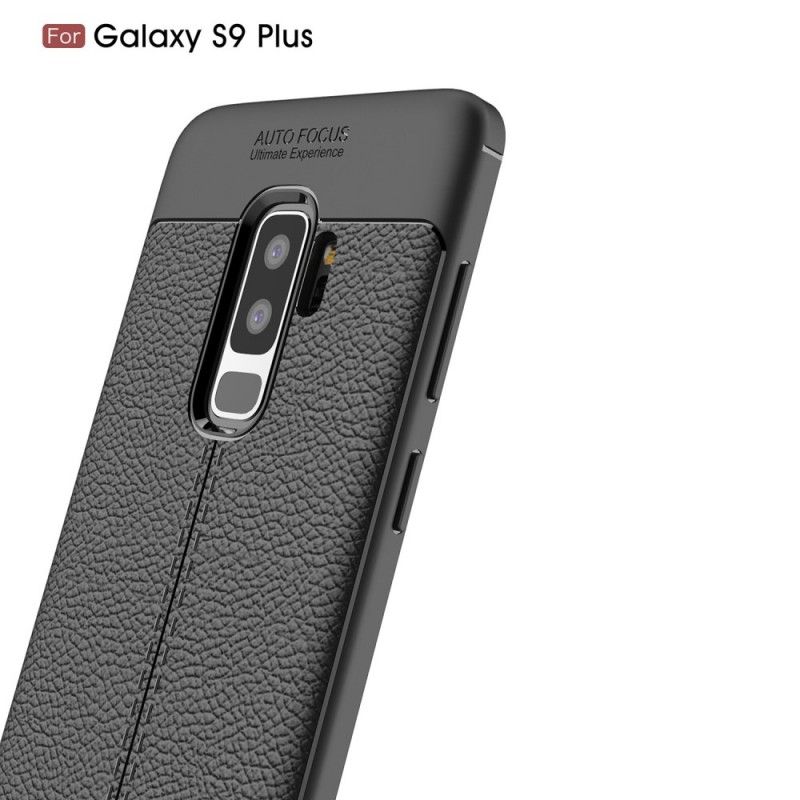 Futerały Samsung Galaxy S9 Plus Szary Czarny Etui na Telefon Efekt Skóry Z Podwójną Linią Liczi