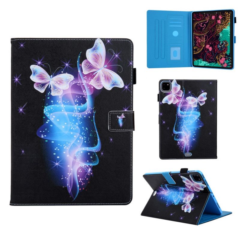 Etui Folio iPad Pro 11" (2018) (2020) Jasnoniebieski Czarny Nadruk Z Serii Motyli Etui Ochronne