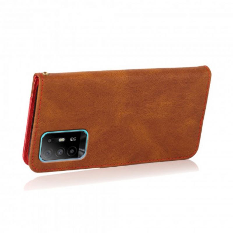 Etui Folio Do Oppo A94 5g Dwukolorowy Trójkąt Ze Sztucznej Skóry