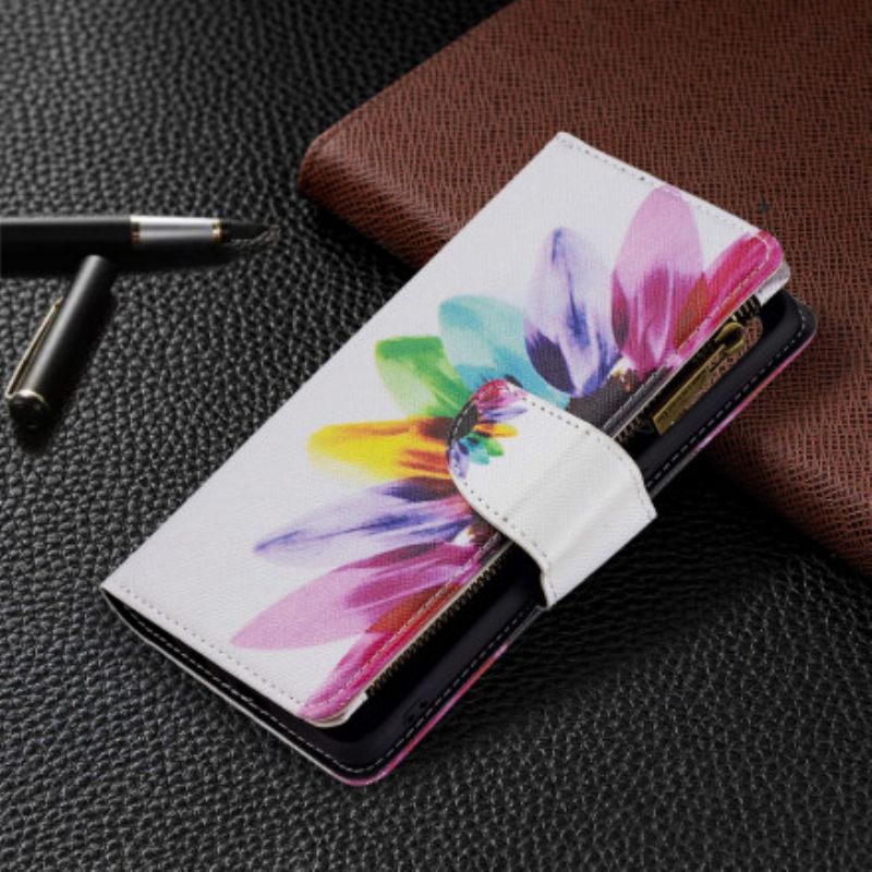 Etui Folio Do Oppo A94 5g Kwiatowa Kieszeń Zapinana Na Zamek