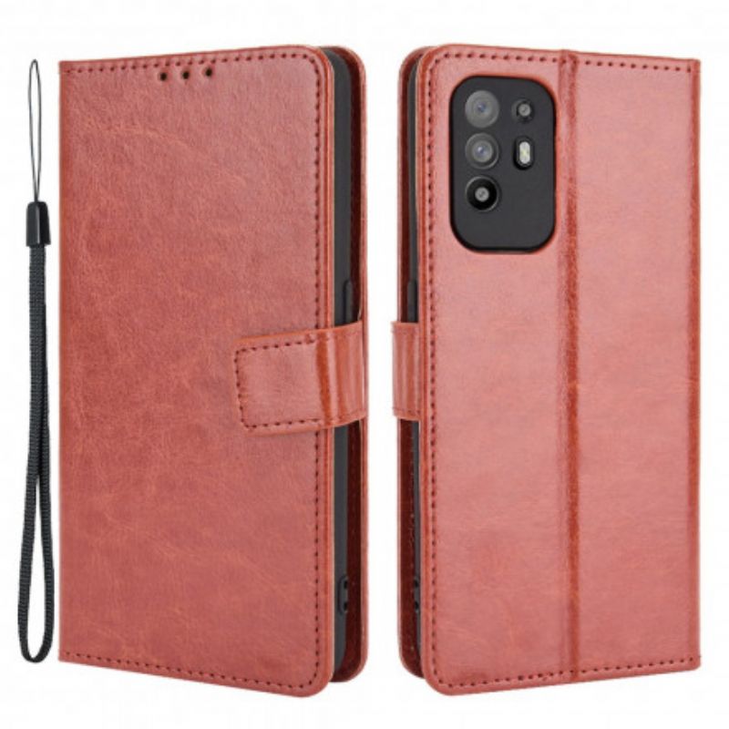 Etui Folio Oppo A94 5g Błyszcząca Sztuczna Skóra Etui Ochronne