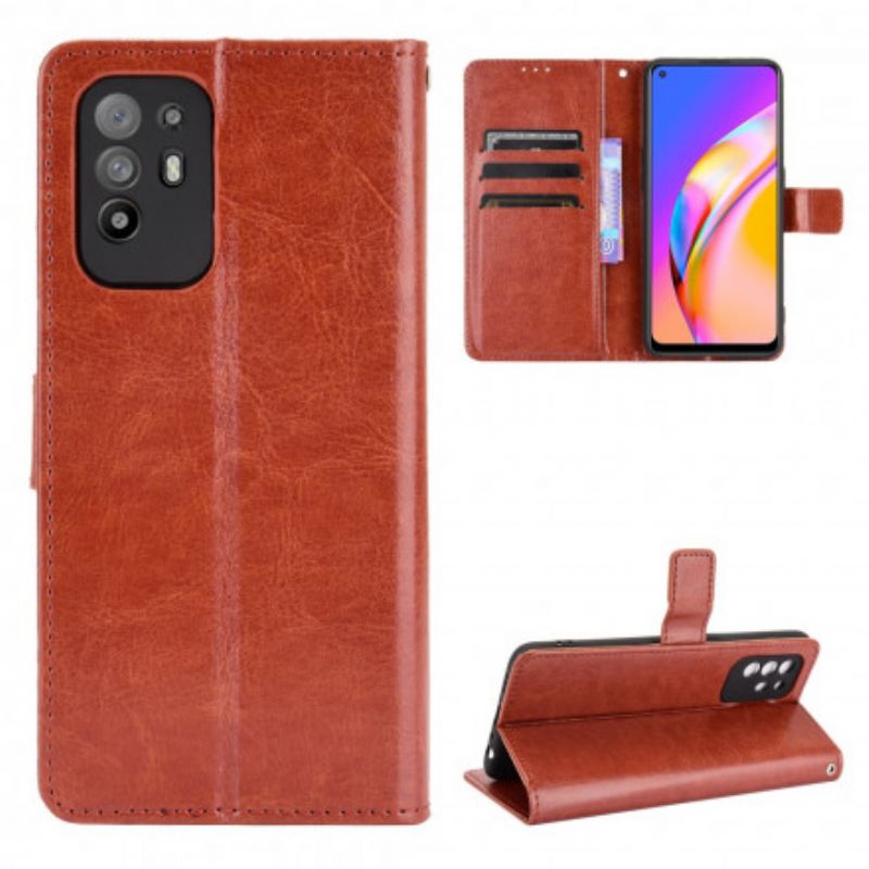 Etui Folio Oppo A94 5g Błyszcząca Sztuczna Skóra Etui Ochronne