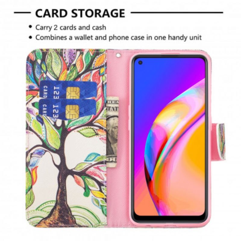 Etui Folio Oppo A94 5g Kolorowe Drzewo