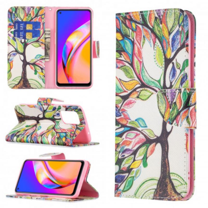 Etui Folio Oppo A94 5g Kolorowe Drzewo