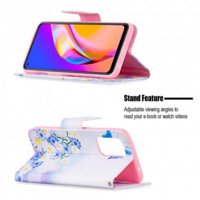 Etui Folio Oppo A94 5g Malowane Motyle I Kwiaty