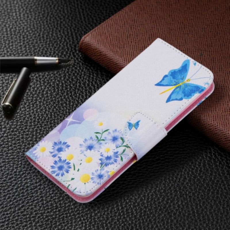 Etui Folio Oppo A94 5g Malowane Motyle I Kwiaty