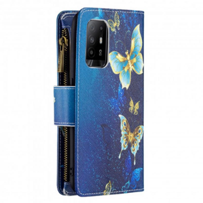 Etui Folio Oppo A94 5g Zapinana Na Zamek Kieszeń W Kształcie Motyla