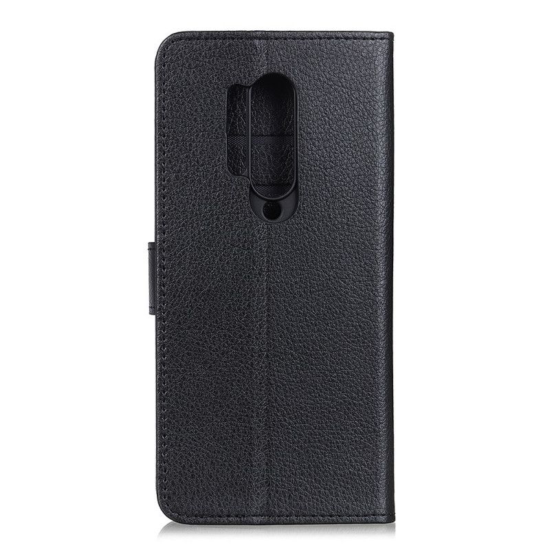 Etui Folio OnePlus 8 Pro Biały Czarny Efekt Skóry Liczi Etui Ochronne