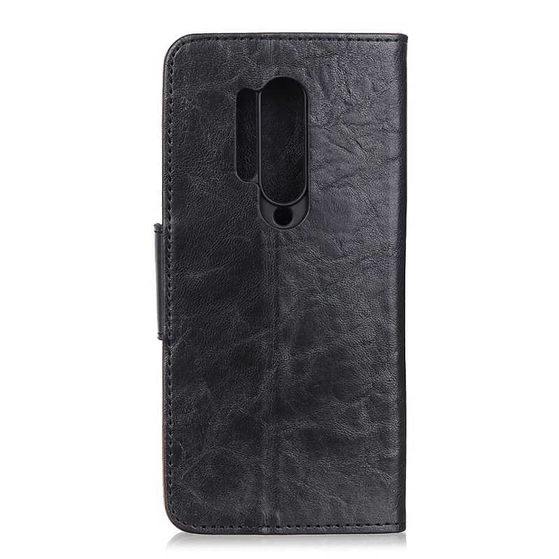 Etui Folio OnePlus 8 Pro Ciemnoniebieski Dwustronne Zapięcie Z Dwoiny Skóry Etui Ochronne