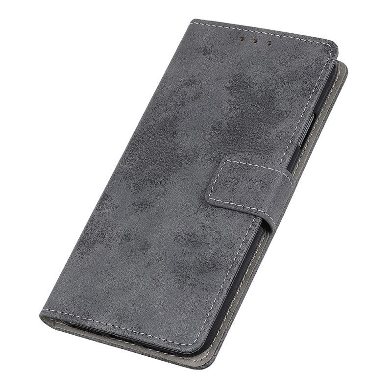 Etui Folio OnePlus 8 Pro Ciemnoniebieski Szary Efekt Skóry W Stylu Vintage Etui Ochronne