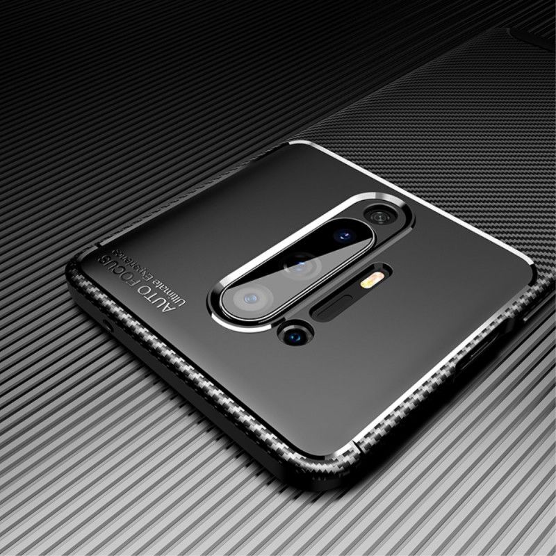 Etui OnePlus 8 Pro Granatowy Czarny Elastyczna Tekstura Włókna Węglowego Etui Ochronne