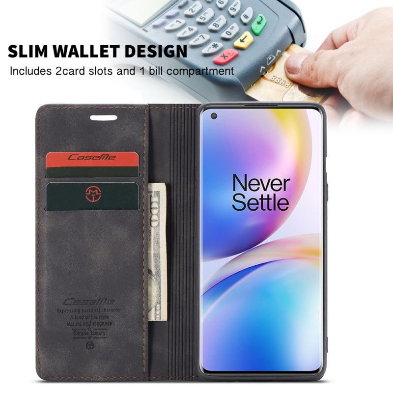 Flip Kotelot OnePlus 8 Pro Granatowy Czarny Etui na Telefon Etui Z Imitacji Skóry