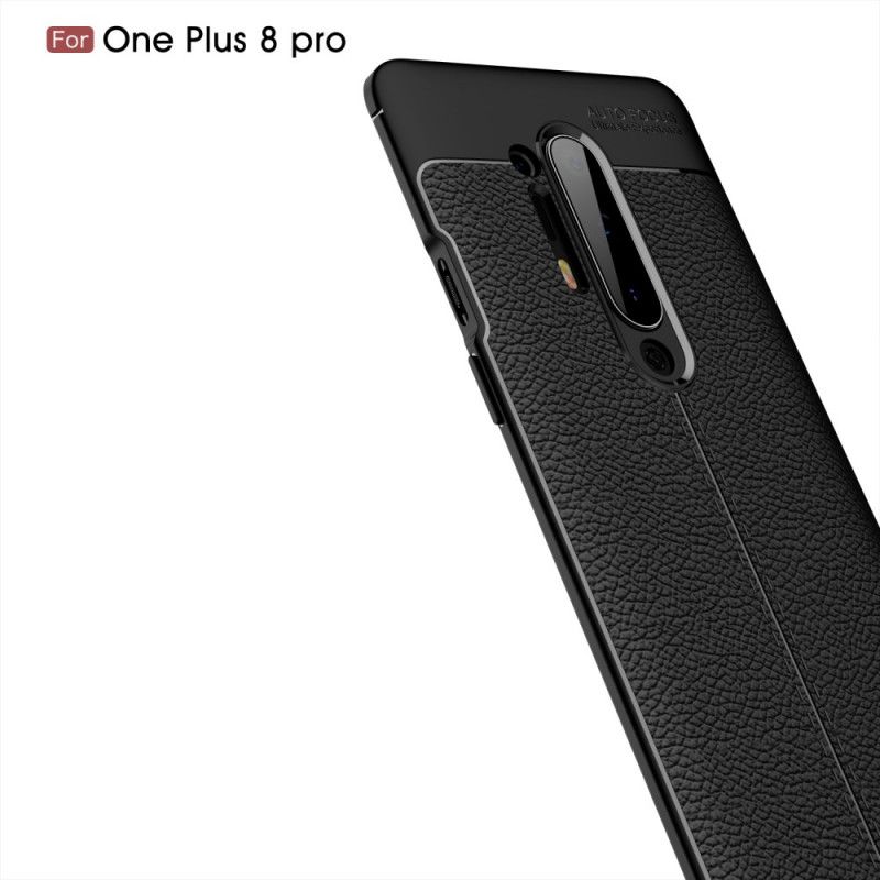 Futerały OnePlus 8 Pro Czerwony Czarny Etui na Telefon Efekt Skóry Z Podwójną Linią Liczi