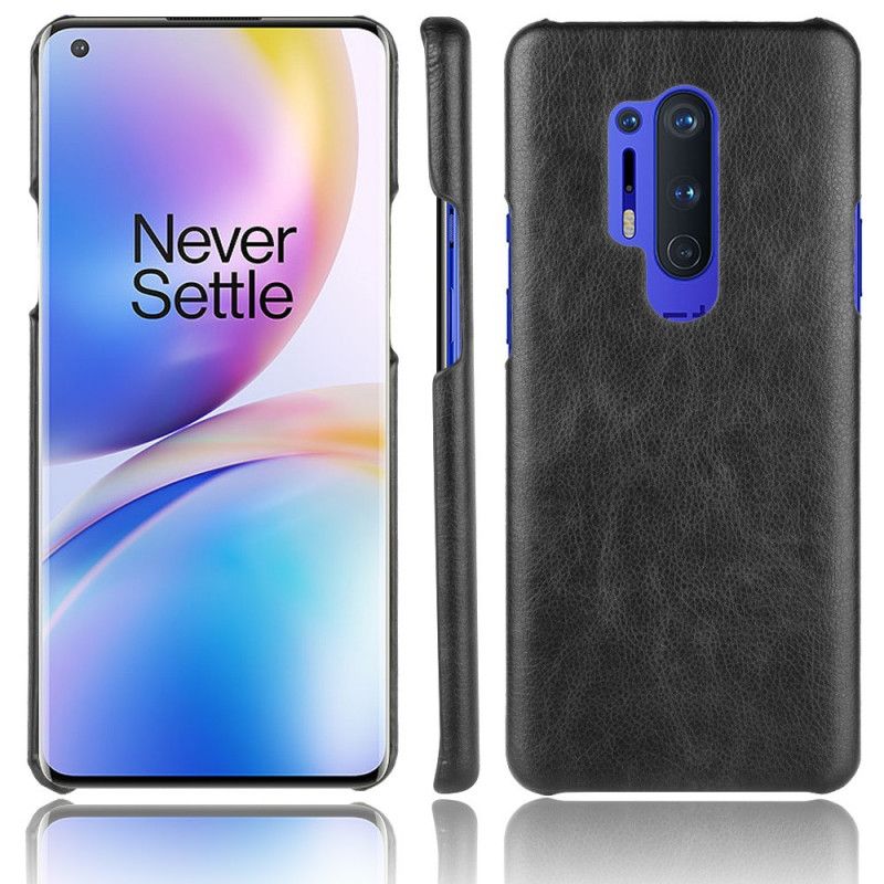 Futerały OnePlus 8 Pro Szary Czarny Etui na Telefon Performance Imitacja Skóry Liczi