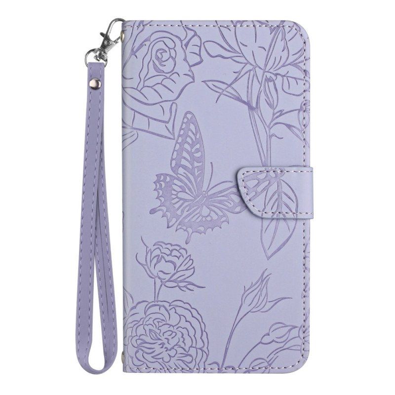 Etui Folio do Samsung Galaxy S23 Plus 5G Motyl Ze Smyczą