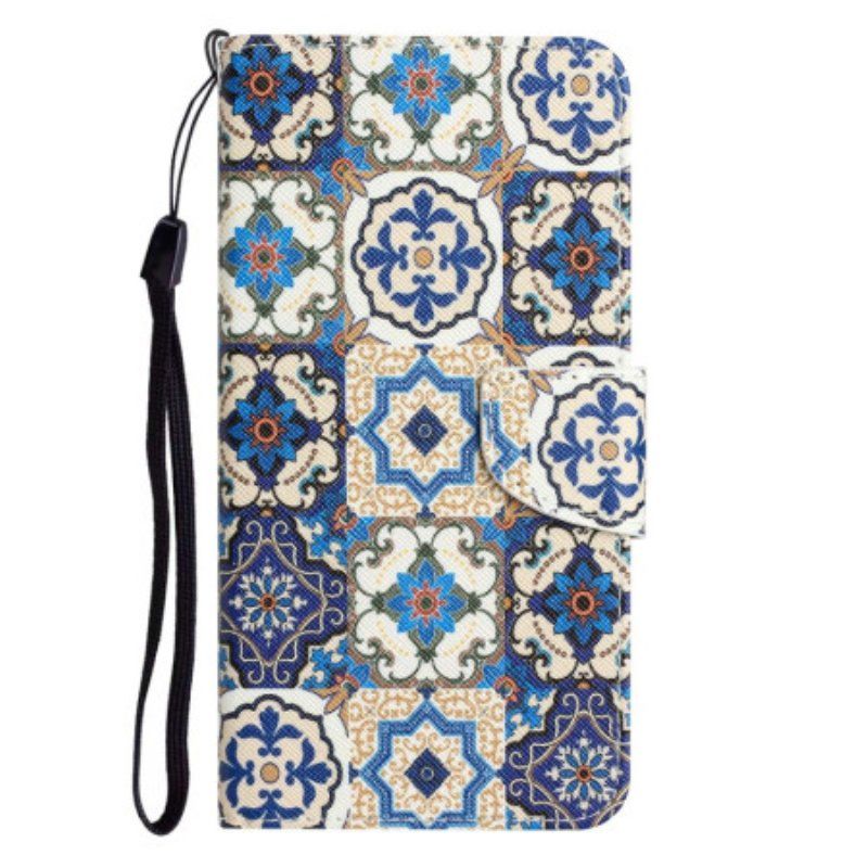 Etui Folio do Samsung Galaxy S23 Plus 5G z Łańcuch Pasiasty Patchwork