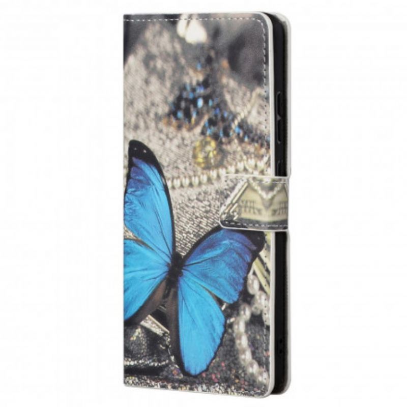 Etui Folio Do Motorola Edge 20 Pro Niebieski Motyl