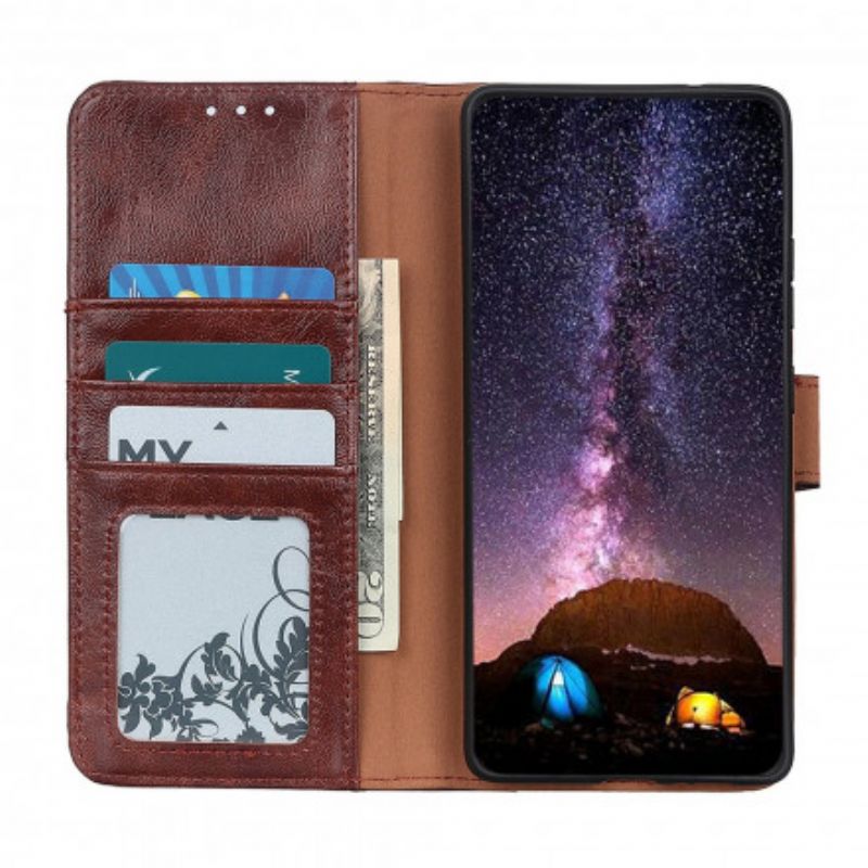 Etui Folio Motorola Edge 20 Pro Błyszczący Styl Ze Skóry Dwoinowej