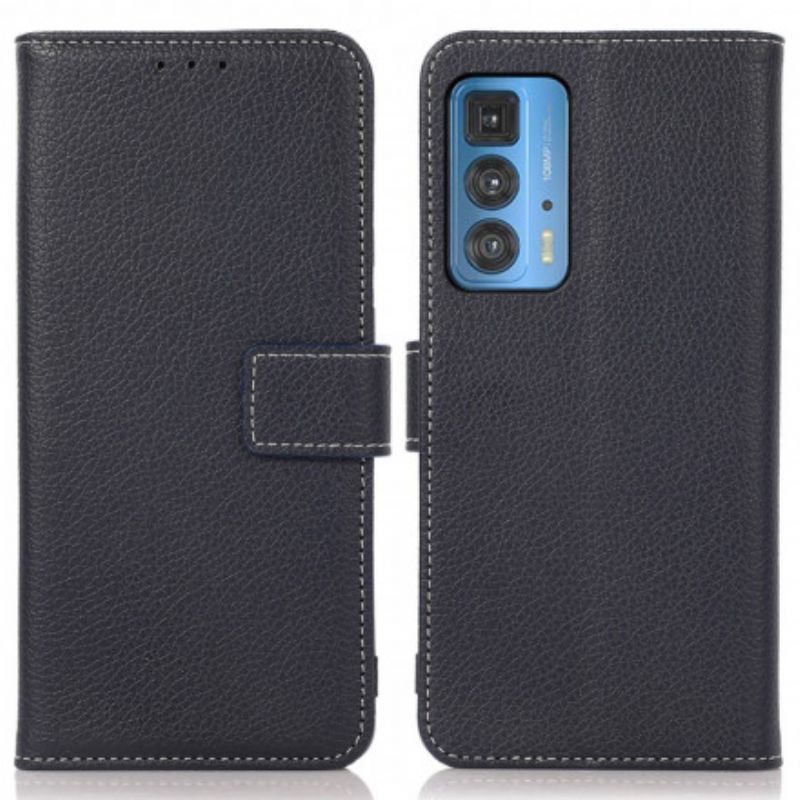 Etui Folio Motorola Edge 20 Pro Litchi Odsłonięte Szwy Etui Ochronne