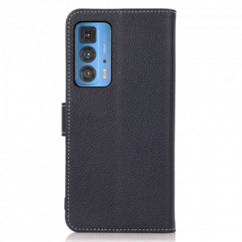 Etui Folio Motorola Edge 20 Pro Litchi Odsłonięte Szwy Etui Ochronne