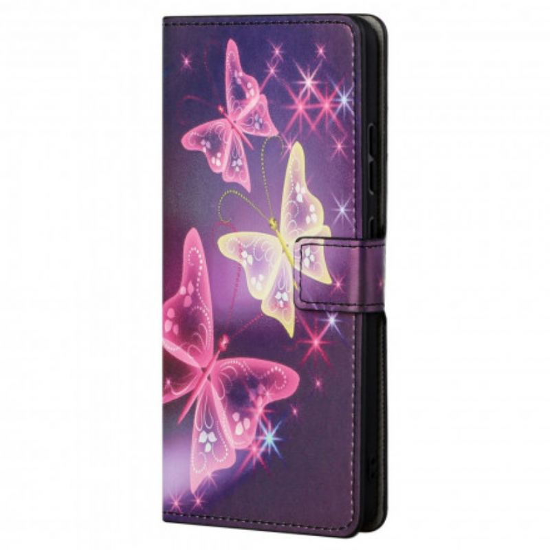 Etui Folio Motorola Edge 20 Pro Motyle I Kwiaty Etui Ochronne